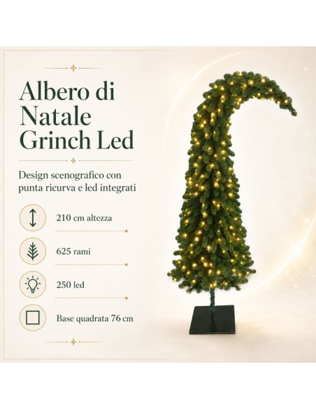 Albero Di Natale Grinch Con 250 Luci Led Decorative