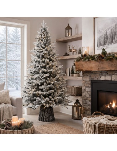 Albero Di Natale Artificiale Kentucky Innevato Con Base Integrata H 150 cm Ø 89 