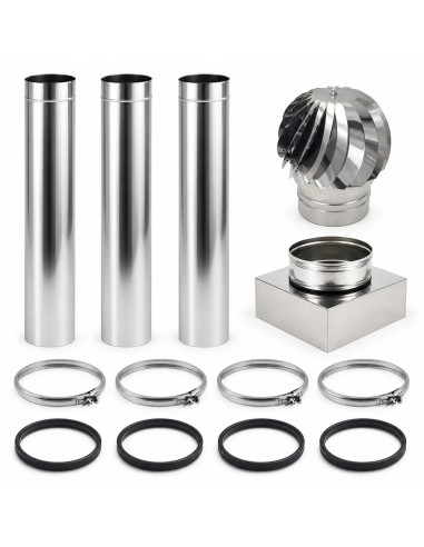 Kit Canna Fumaria Inox Monoparete 3 m Ø300 Completa Camino 30x30