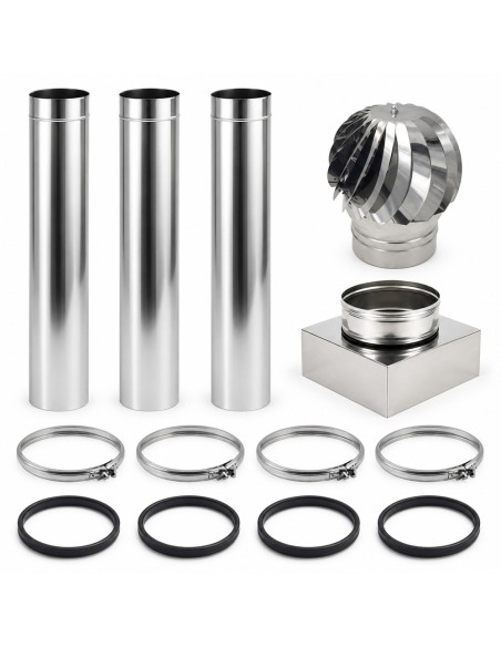 Kit Canna Fumaria Inox Monoparete 3 m Ø300 Completa Camino 30x30