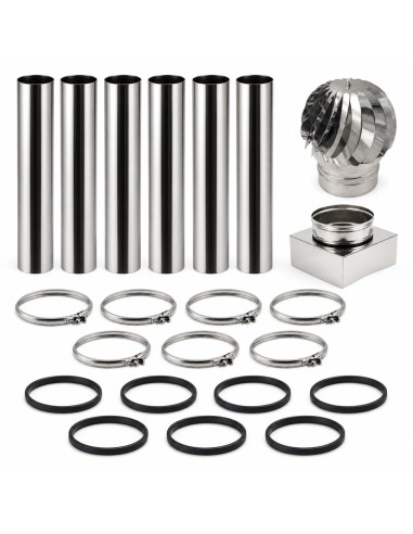 Kit Canna Fumaria Inox Monoparete 6 m Ø200 Completa Camino 20x20