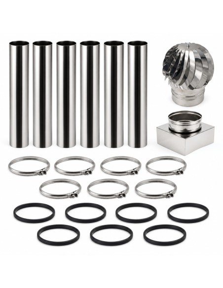 Kit Canna Fumaria Inox Monoparete 6 m Ø200 Completa Camino 20x20