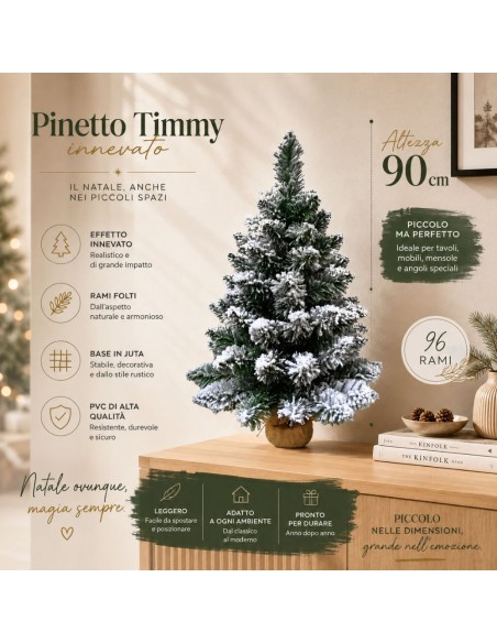 Albero Di Natale Innevato Pinetto Timmy 90 Cm