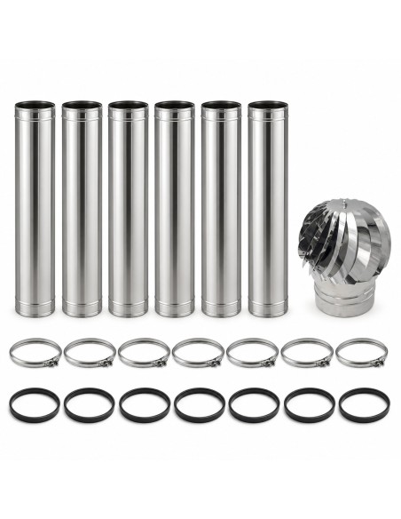 Kit Canna Fumaria Inox Monoparete 6 m Ø250 Completa Camino Ø250