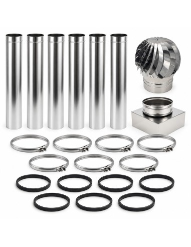 Kit Canna Fumaria Inox Monoparete 6 m Ø300 Completa Camino 30x30
