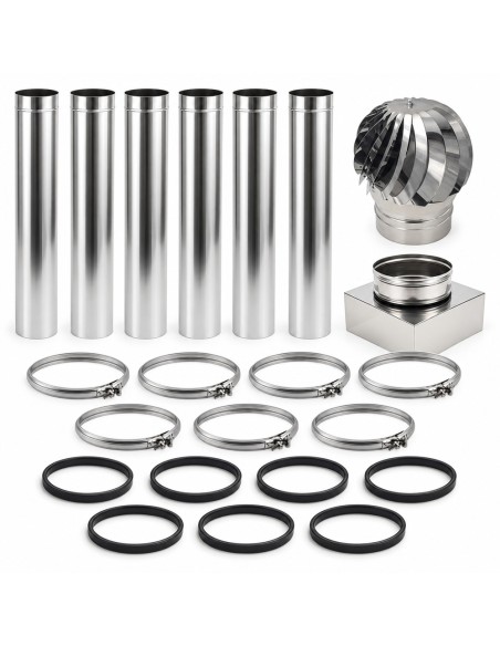 Kit Canna Fumaria Inox Monoparete 6 m Ø300 Completa Camino 30x30