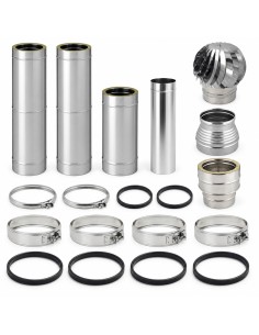 Kit Canna Fumaria Inox Doppia Parete 3 m Ø250/300 Uscita Camino Ø200