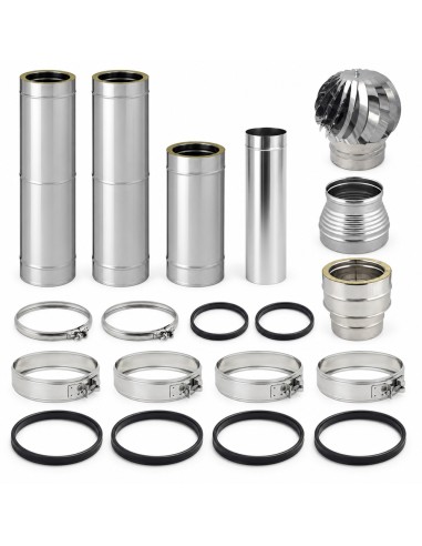 Kit Canna Fumaria Inox Doppia Parete 3 m Ø250/300 Uscita Camino Ø200