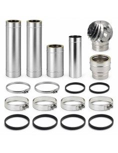 Kit Canna Fumaria Inox Doppia Parete 3 m Ø250/300 Uscita Camino Ø250