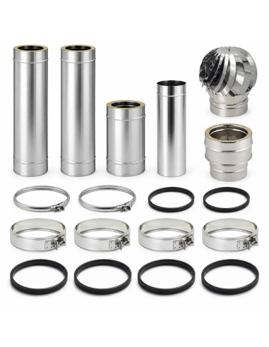 Kit Canna Fumaria Inox Doppia Parete 3 m Ø250/300 Uscita Camino Ø250