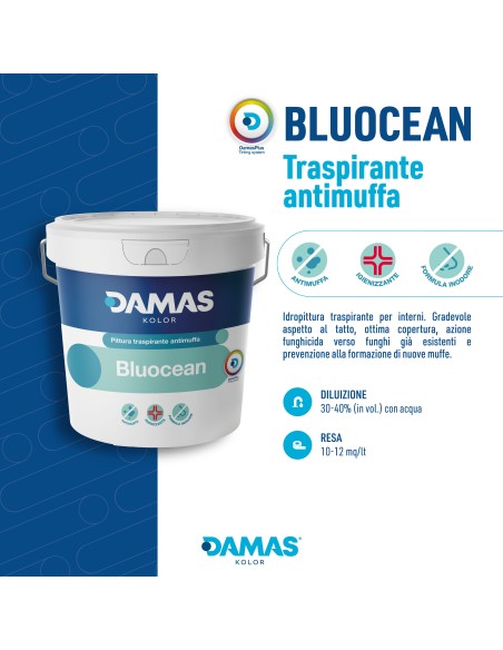 Damas Kolor Idropittura Traspirante Antimuffa Bluocean Interni