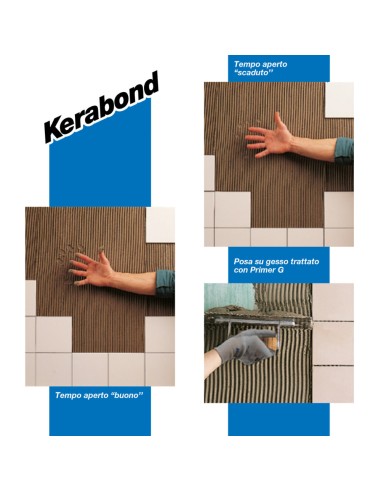 Adesivo Piastrelle Pareti Pavimenti Soffitti Massetti Kerabond Bianco 5 kg 
