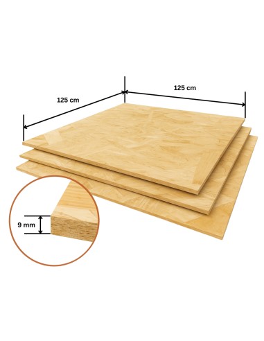 Pannello OSB Fibra Legno Truciolato Spessore 9 mm Multistrato 125 x 125 cm