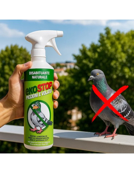 Disabituante Naturale Pronto All'Uso Piccioni Volatili Spray 750 ml Ekostop