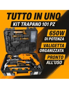Valigetta Completa Trapano Elettrico 101 Utensili Accessori Professionali  2