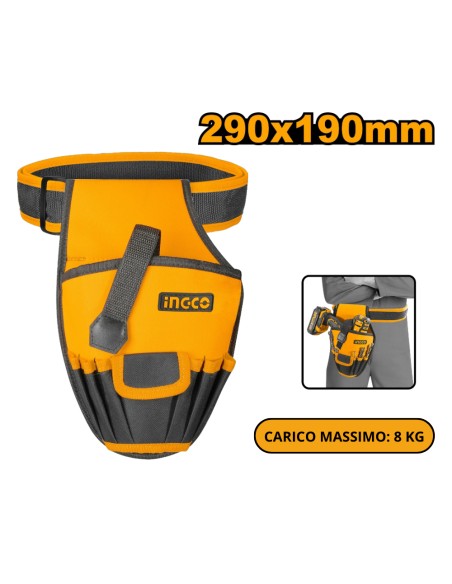 Fodero Porta Attrezzi Avvitatore Trapano Utensili 6 Tasche Cintura Inclusa