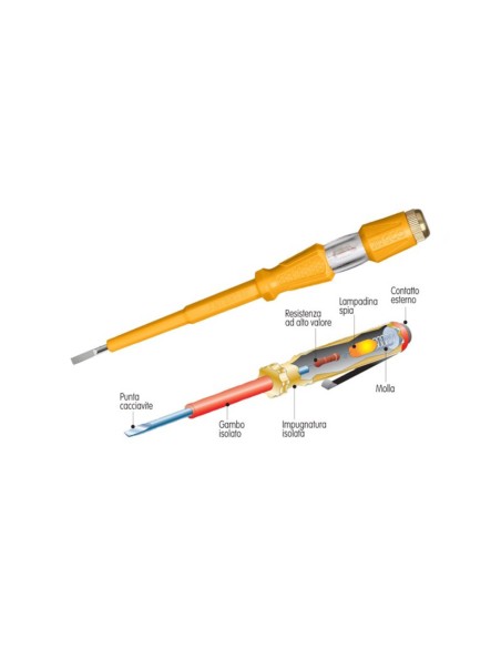 Cacciavite Cercafase Analizzatore Rete Tensione Sistemi Elettrici 140 mm x 3 mm