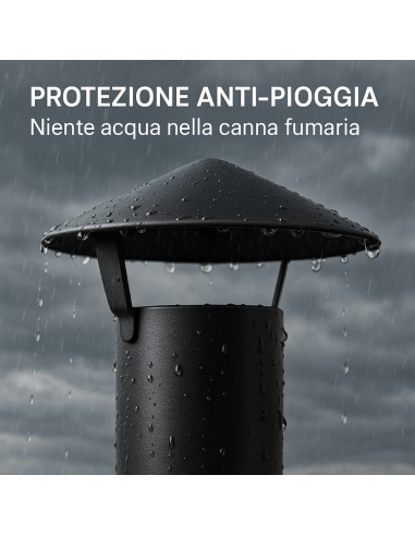Cappello Cinese Canale Fumo Ø 80 mm Stufa Pellet Acciaio Zincato Antipioggia