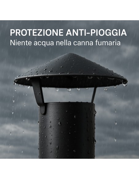 Cappello Cinese Canale Fumo Ø 80 mm Stufa Pellet Acciaio Zincato Antipioggia