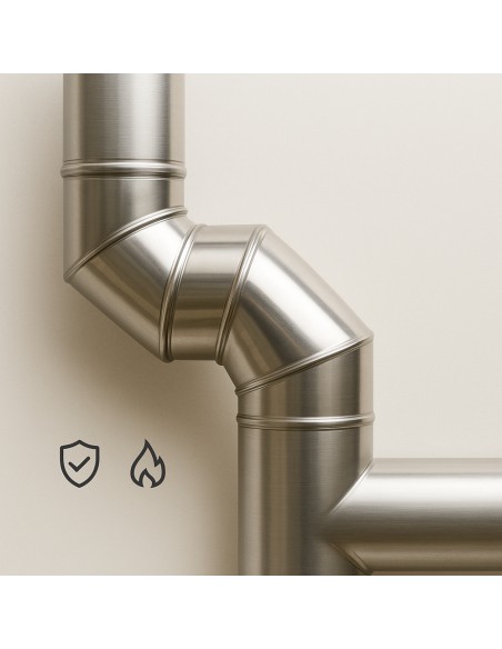 Curva In Acciaio Inox  Assemblaggio Canna Fumaria Diametro 250 mm Deviazioni 90° 