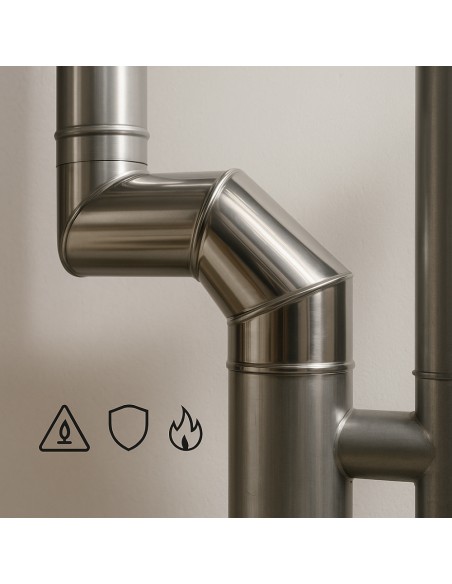Curva In Acciaio Inox  Assemblaggio Canna Fumaria Diametro 250 mm Deviazioni 90° 