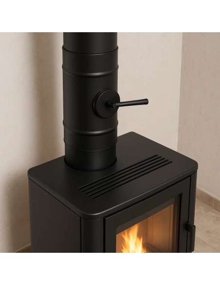 Elemento Acciaio Smaltato Valvola Arredo h. 300 mm Canale Fumo Stufa Pellet