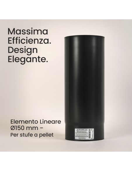 Tubo Lineare Arredo Canale Da Fumo Stufa A Pellet Sistema Scarico Diametro 150mm