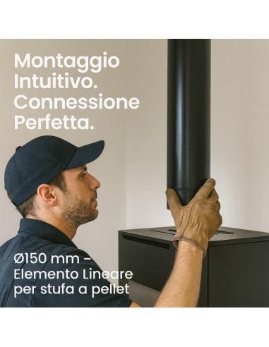 Tubo Lineare Arredo Canale Da Fumo Stufa A Pellet Sistema Scarico Diametro 150mm