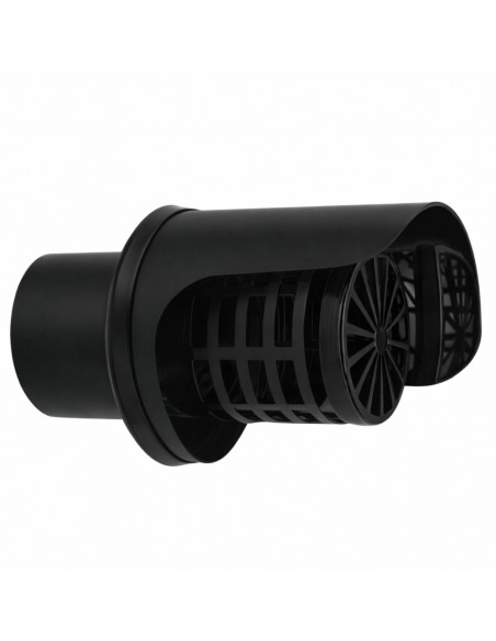  Cappello Orizzontale Griglia Ø 80 mm Acciaio Inox Verniciato Nero Stufa Pellet