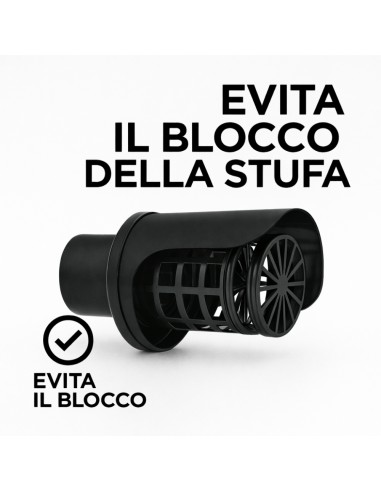  Cappello Orizzontale Griglia Ø 80 mm Acciaio Inox Verniciato Nero Stufa Pellet