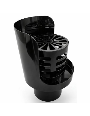 Cappello Orizzontale Griglia Ø 80 mm Acciaio Inox Verniciato Nero Stufa Pellet