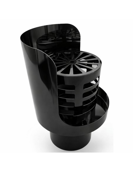  Cappello Orizzontale Griglia Ø 80 mm Acciaio Inox Verniciato Nero Stufa Pellet
