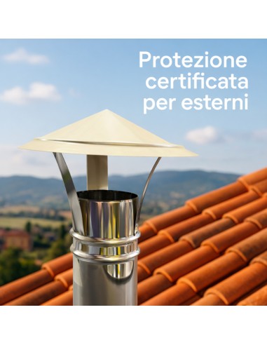 Cappello Cinese Acciaio Inox Base Tonda Ø 80 Tiraggio Camino Dispersore Fumi 
