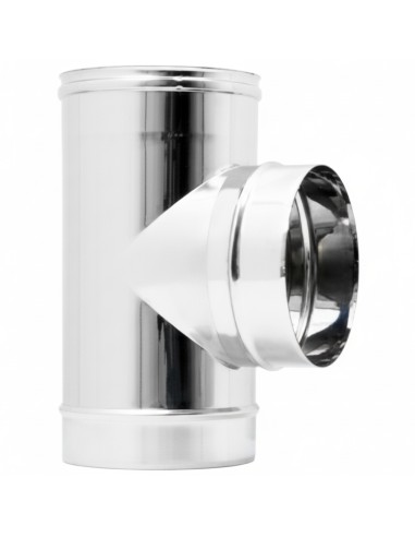 Raccordo T 90° Mono Parete Acciaio Inox Sp. 0,5 mm Collegamento Canna Fumaria