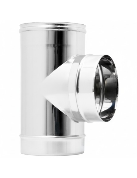 Raccordo T 90° Mono Parete Acciaio Inox Sp. 0,5 mm Collegamento Canna Fumaria