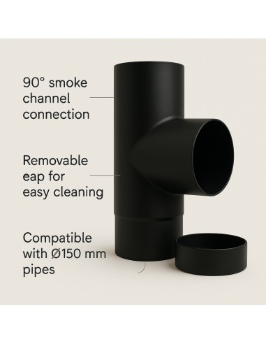 Raccordo a T Arredo Tappo Ispezione Raccolta 90° Canale Fumo Stufa A Pellet
