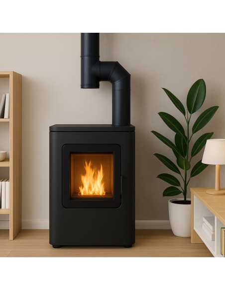 Raccordo a T Arredo Tappo Ispezione Raccolta 90° Canale Fumo Stufa A Pellet