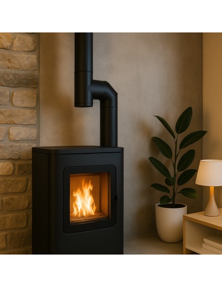 Raccordo a T Arredo Tappo Ispezione Raccolta 90° Canale Fumo Stufa A Pellet