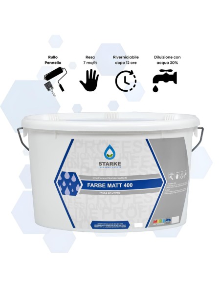 Farbe Matt 400 Pittura Acrilica Idrorepellente Coprente Traspirante Interni