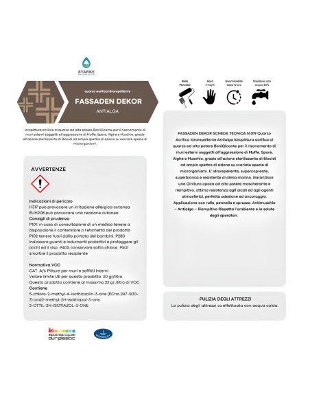 Quarzo Fine Fassaden Dekor Acrilico Coprente Idrorepellente Antialga Antimuffa
