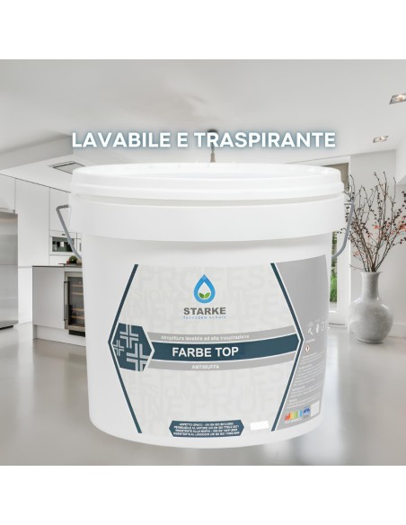 Farbe Top Pittura Murale Superlavabile Igienizzante Antimuffa Ottima Copertura