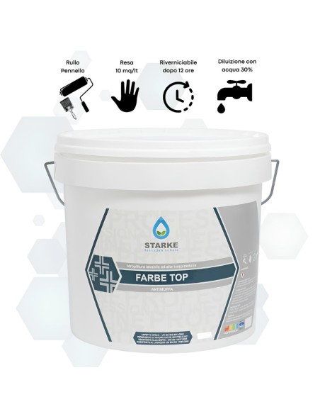 Farbe Top Pittura Murale Superlavabile Igienizzante Antimuffa Ottima Copertura