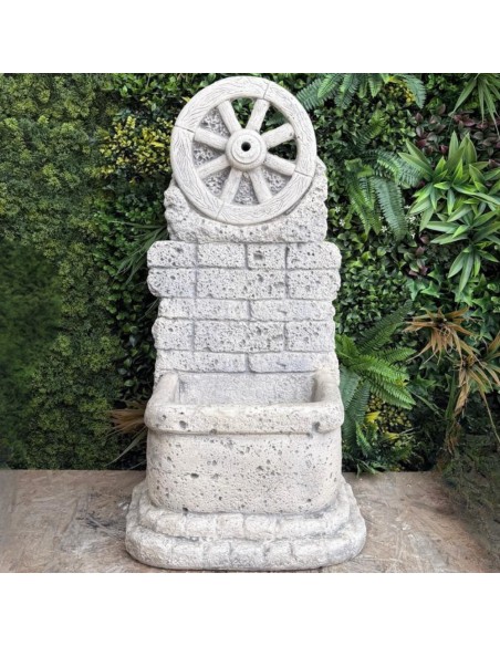 Fontana Giardino Calcestruzzo Cemento Senza Rubinetto 44x37xH.94cm Mod. Ruota