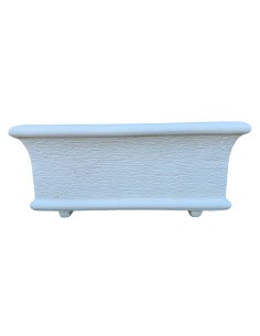 Fioriera Giardino Cemento Effetto Pietra Bianca L.90xP.40xH.40 cm Serie Grecale  2