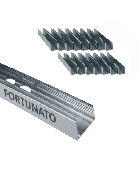 Montante C Standard 2 m Profilo Preforato Sp 0,6 mm Fissaggio Cartongesso 16 Pz