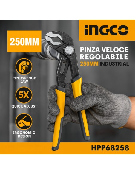 Pinza Regolabile Veloce Acciaio Inox 250mm Apertura Rapida Impugnatura Ergonomica