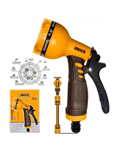 Pistola Irrigazione Giardino 9 Getti Pratica Robusta Adattatore 3/4 