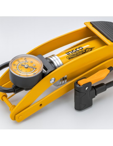 Pompa Pedale Professionale Manometro Tubo Acciaio Bici Moto Auto 55x120mm