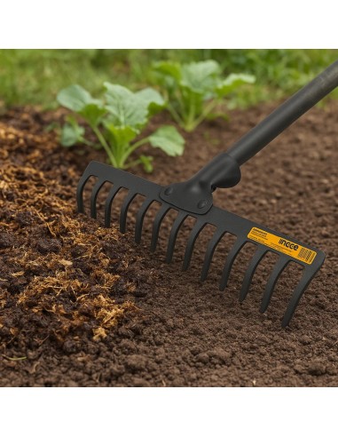 Rastrello Acciaio 14 Denti Senza Manico Pulizia Giardinaggio  
