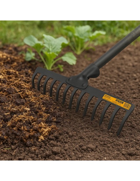 Rastrello Acciaio 14 Denti Senza Manico Pulizia Giardinaggio  